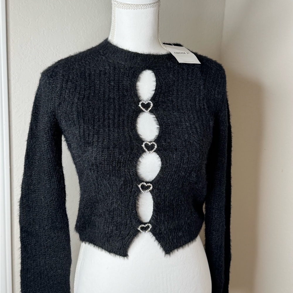 Forever 21 Black Heart Cutout Cardigan